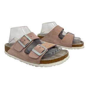 Birkenstock Arizona Soft Footbed Sandals Womens 38 US 7 Pink Suede Double Strap